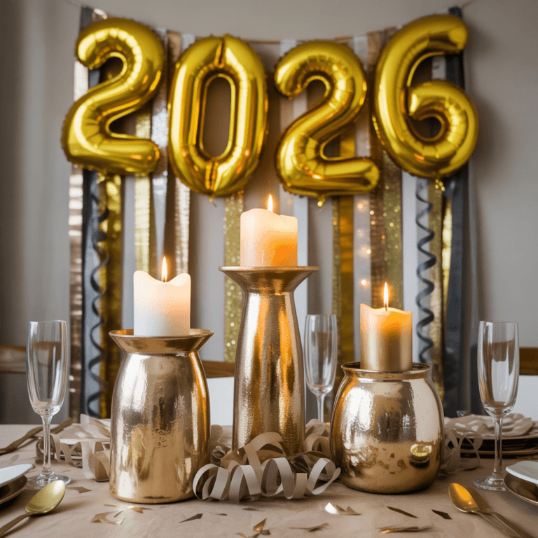 DIY New Year party decor using thrifted and dollar store items