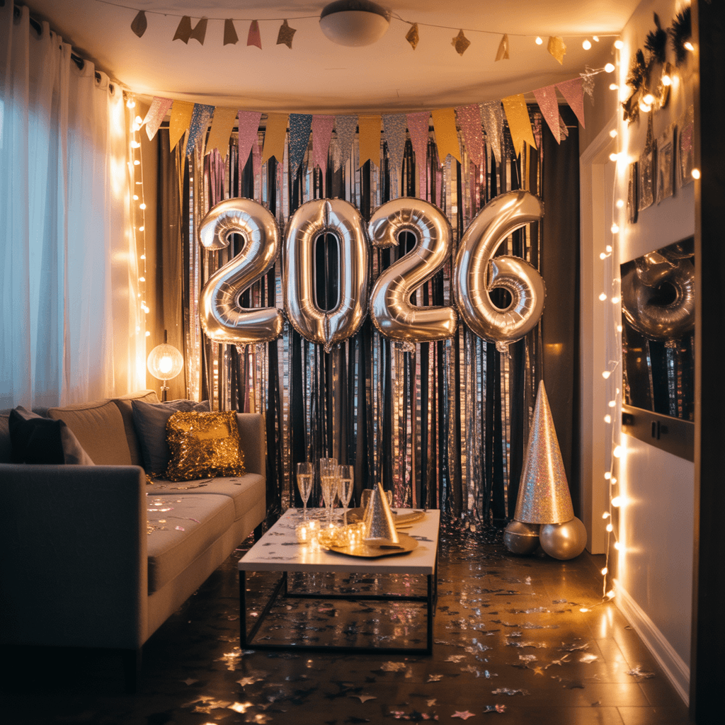 DIY New Year photo backdrop ideas at home for small spaces