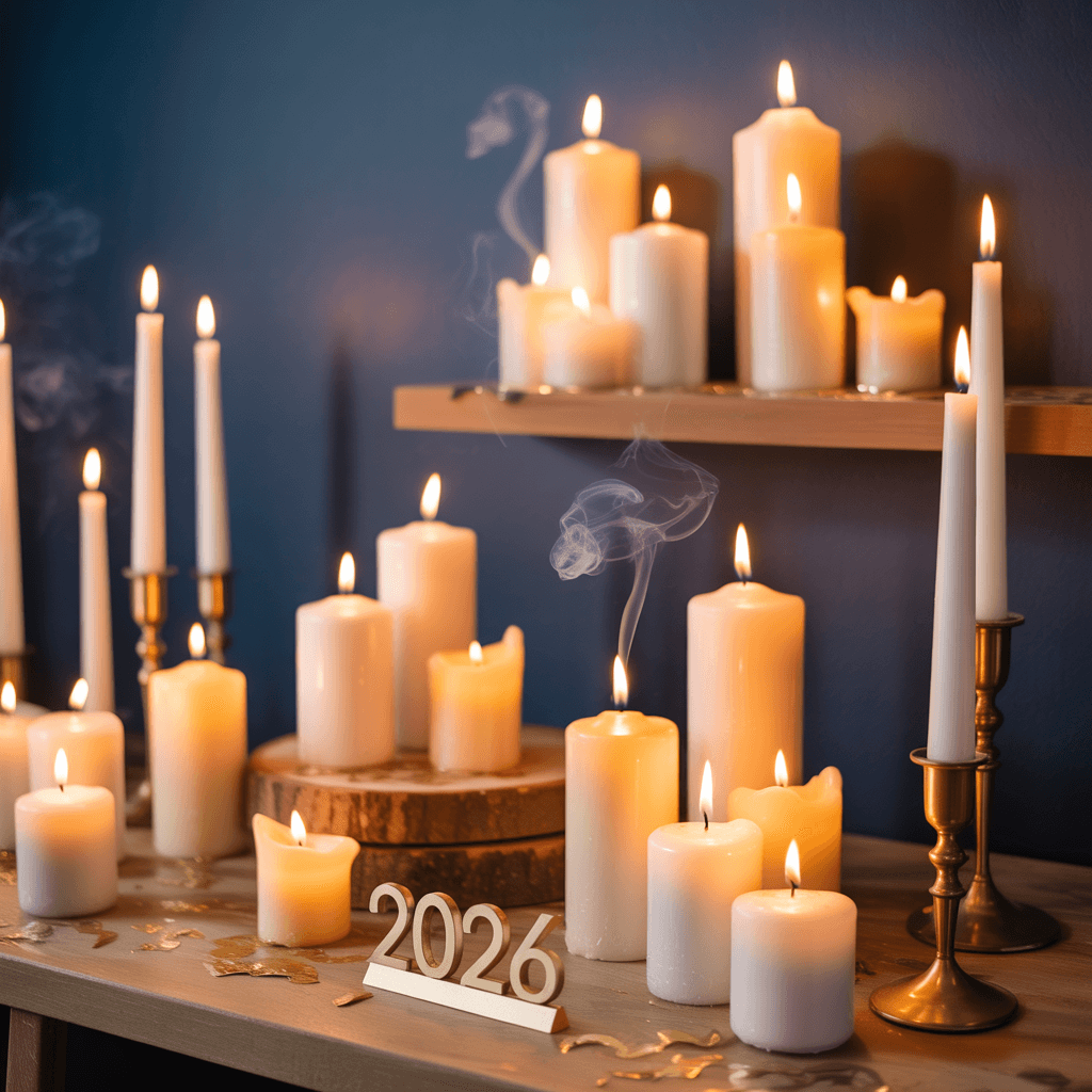 DIY New Year photo backdrop ideas at home with candles