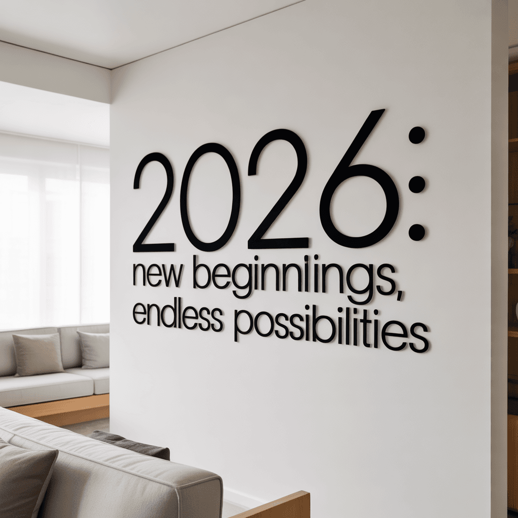DIY New Year quote wall decor with vinyl lettering quote