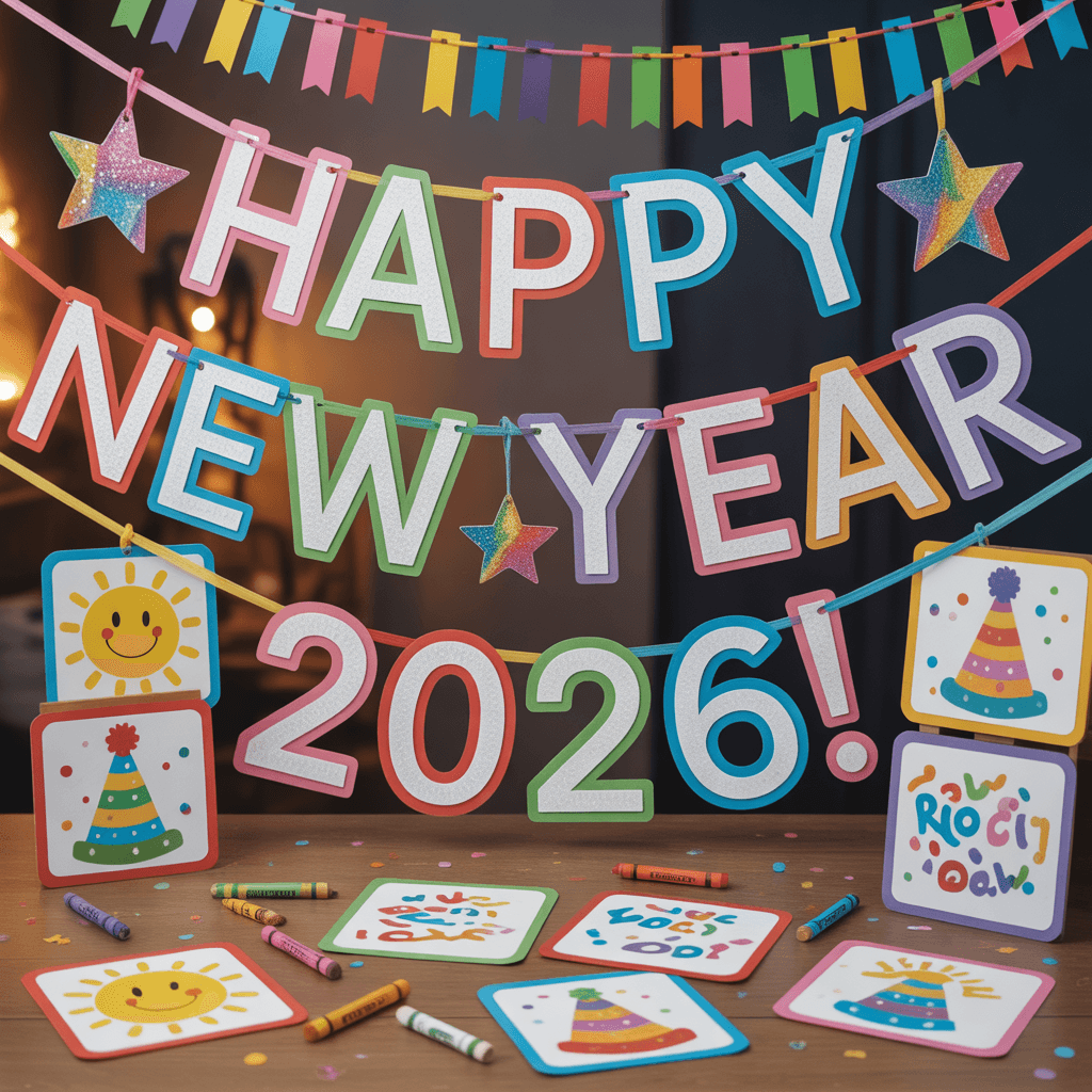 DIY New Year signs and banners for entryway