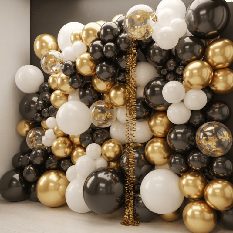 DIY New Year wall decor ideas using balloon backdrops.