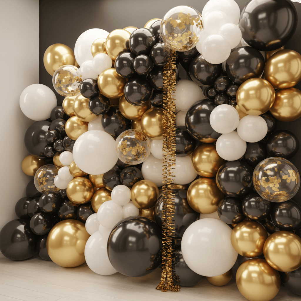 DIY New Year wall decor ideas using balloon backdrops.