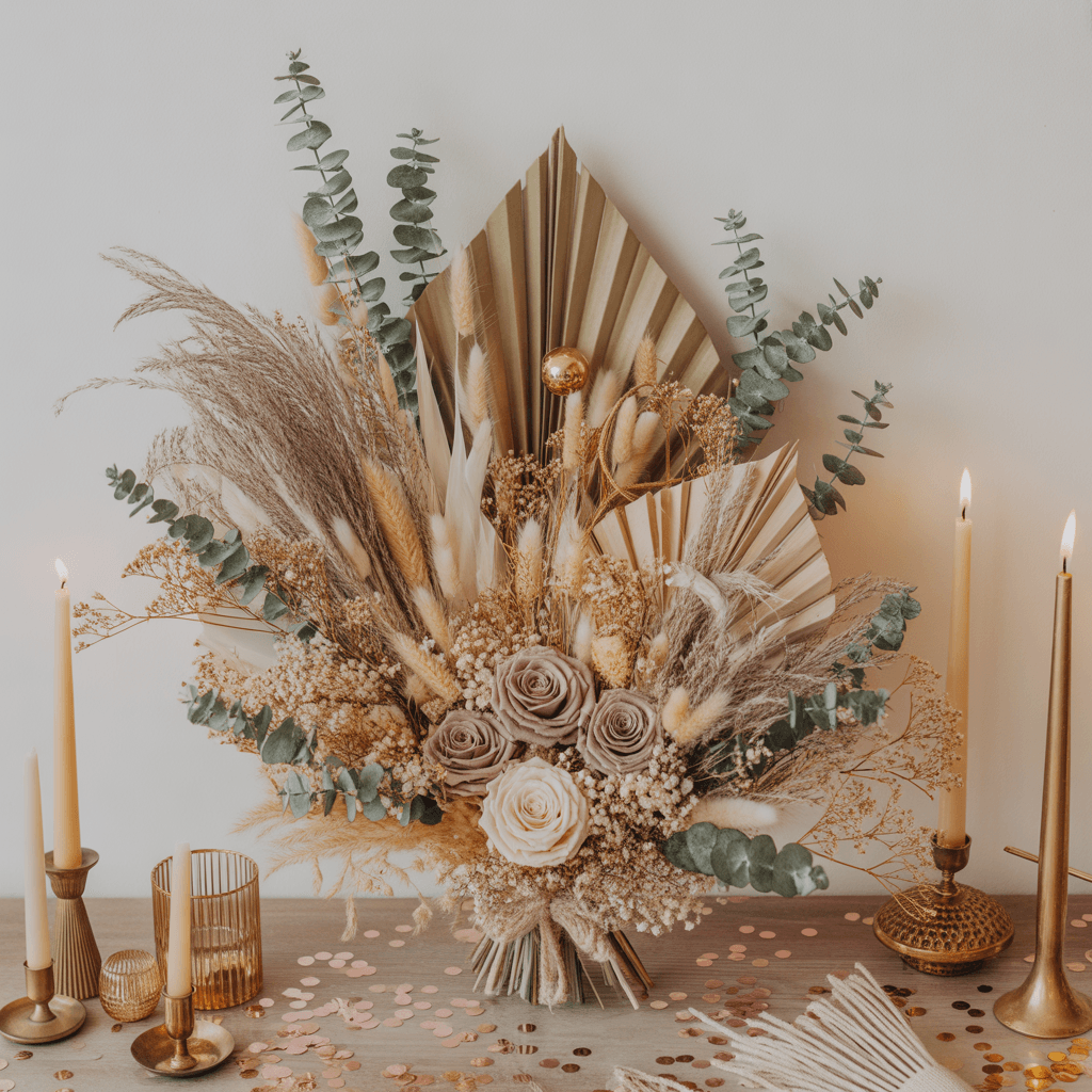  DIY boho New Year decorations with dried florals
