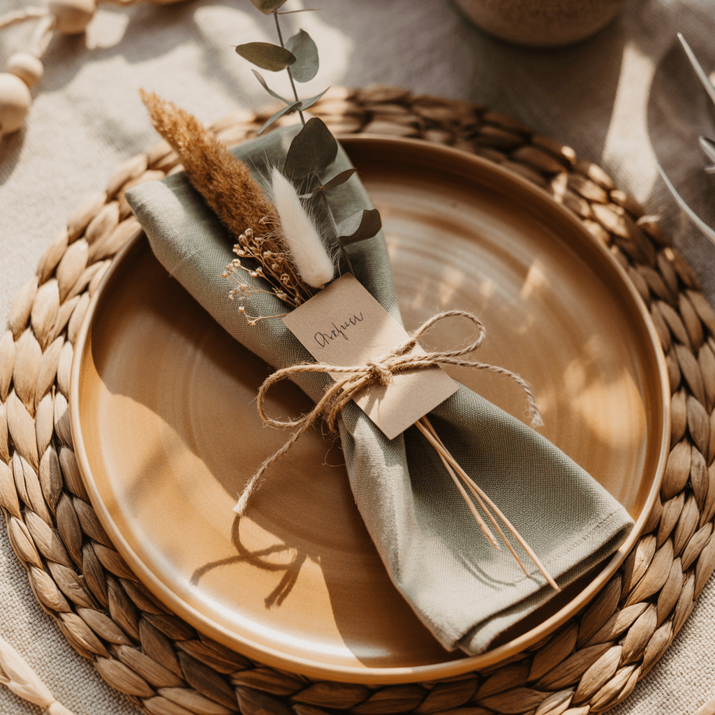 DIY boho New Year table decor place setting