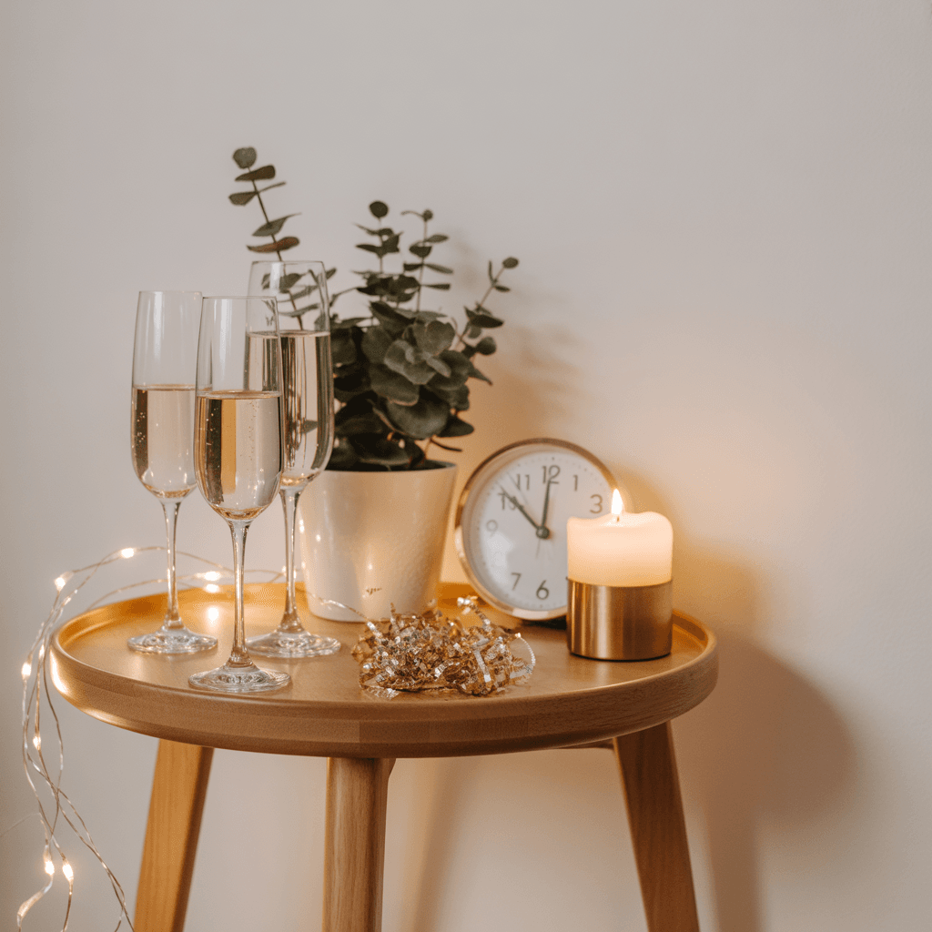 DIY cozy New Year decor ideas for small apartments table decor