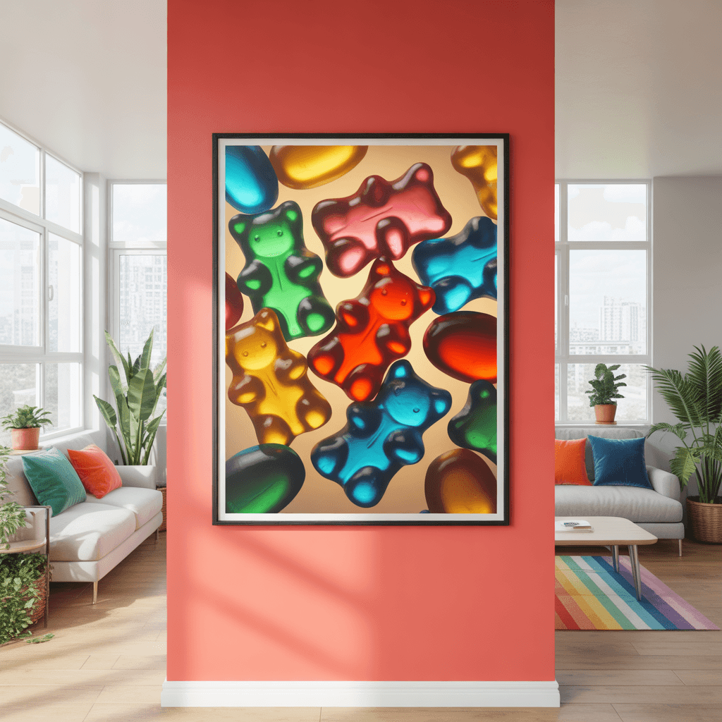 DIY gummy aesthetic wall decor using printable art