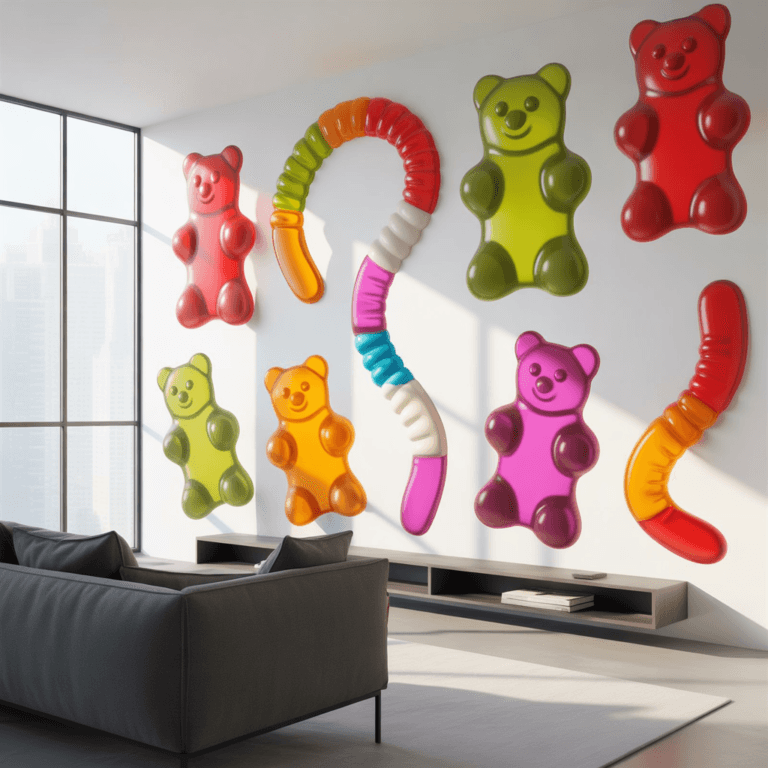 DIY gummy aesthetic wall decor using wall stickers