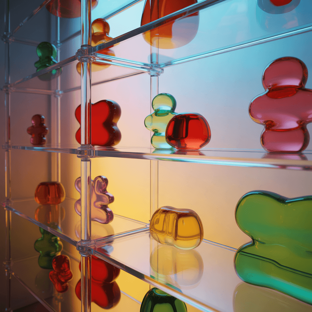  DIY gummy aesthetic wall decor with acrylic shelves