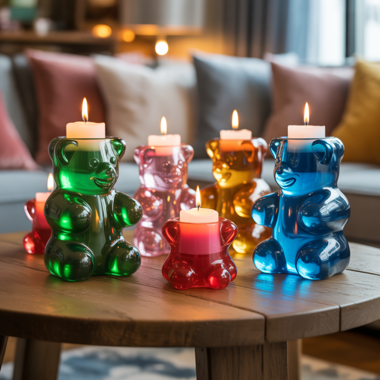 DIY gummy-inspired jelly texture candle holders.