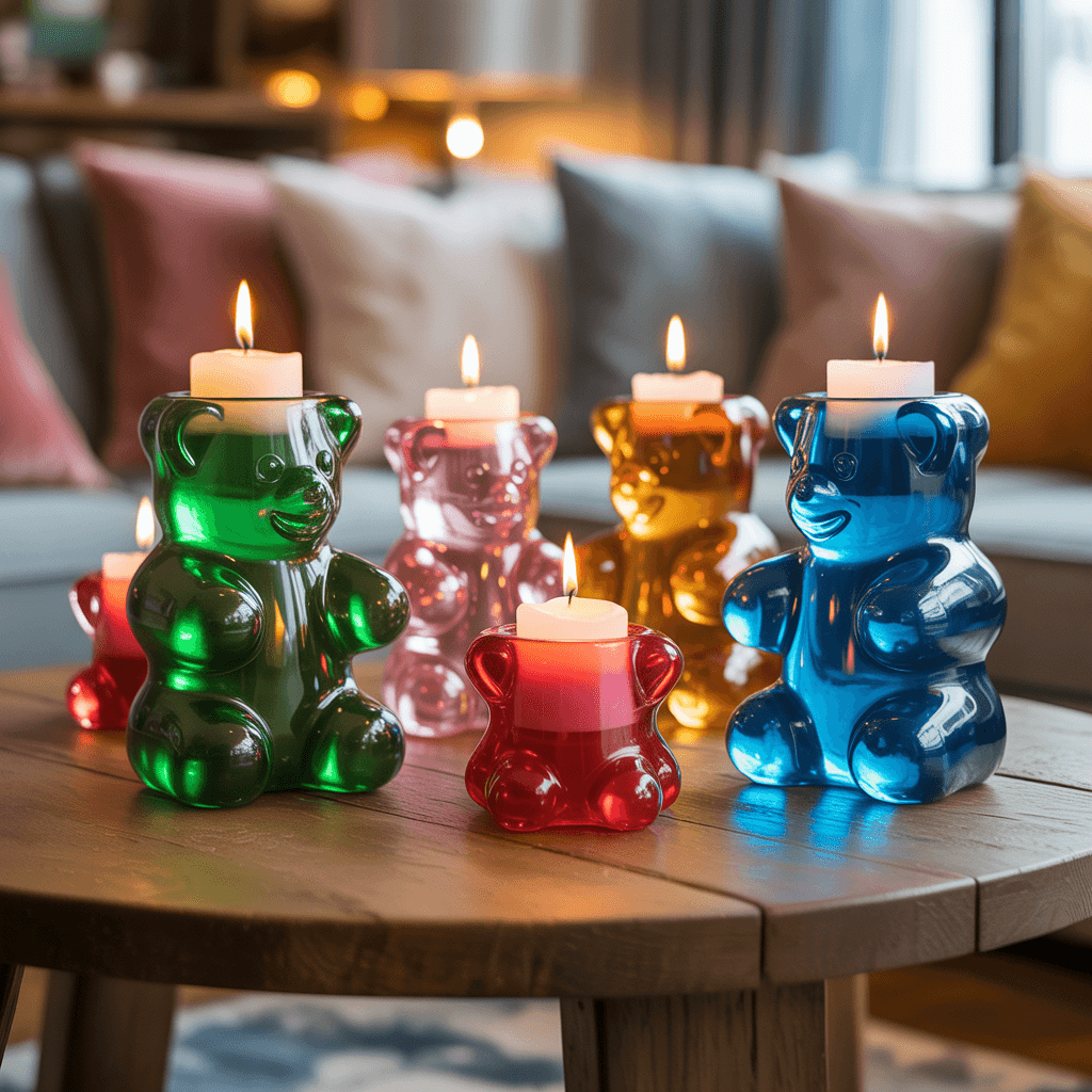 DIY gummy-inspired jelly texture candle holders.