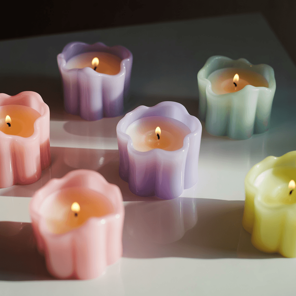 DIY jelly candle holders in translucent pastel colors