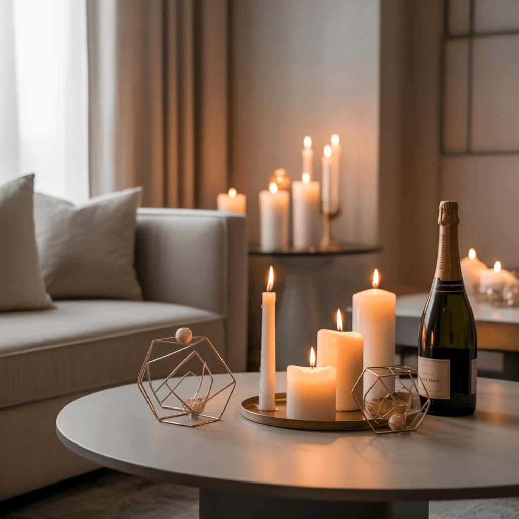 DIY minimal New Year decor for modern homes using warm candle lighting