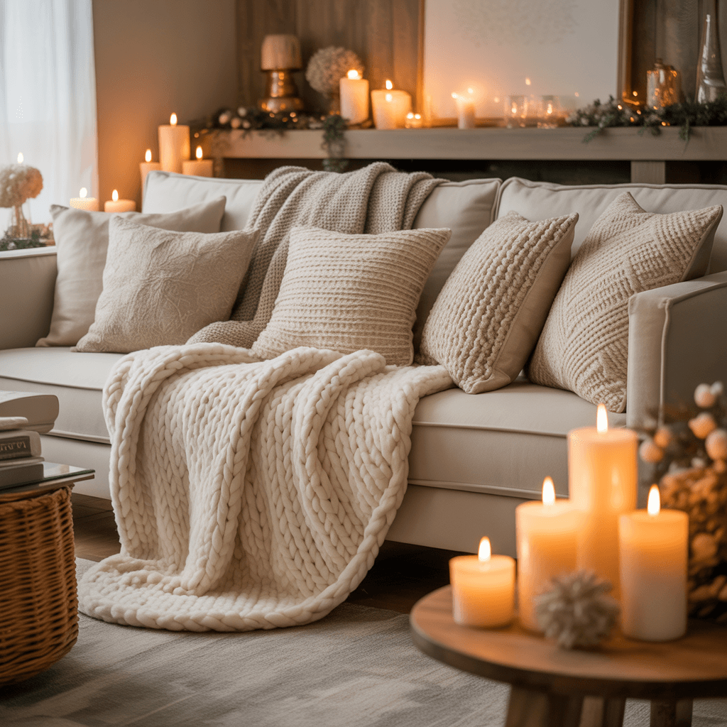 DIY neutral New Year living room decor for cozy homes.