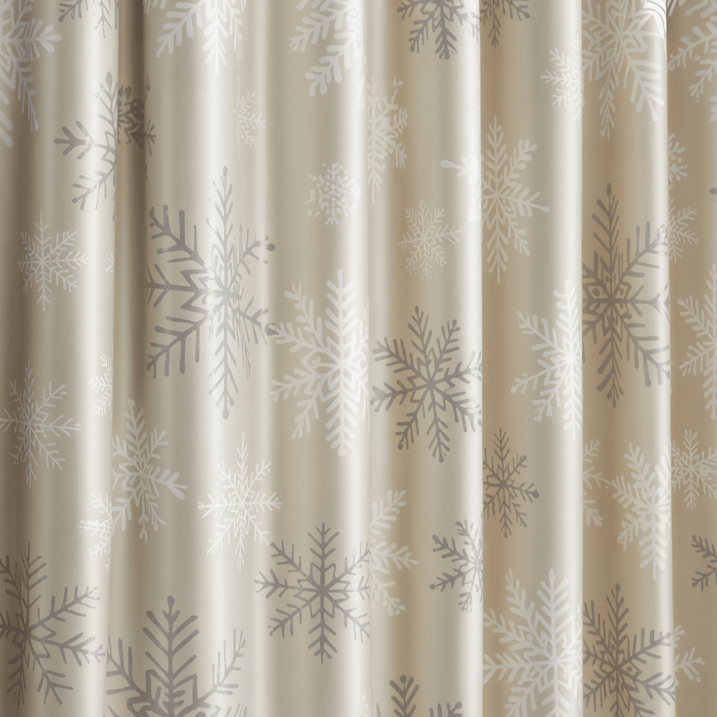 Festive shower curtain used as Christmas bathroom décor