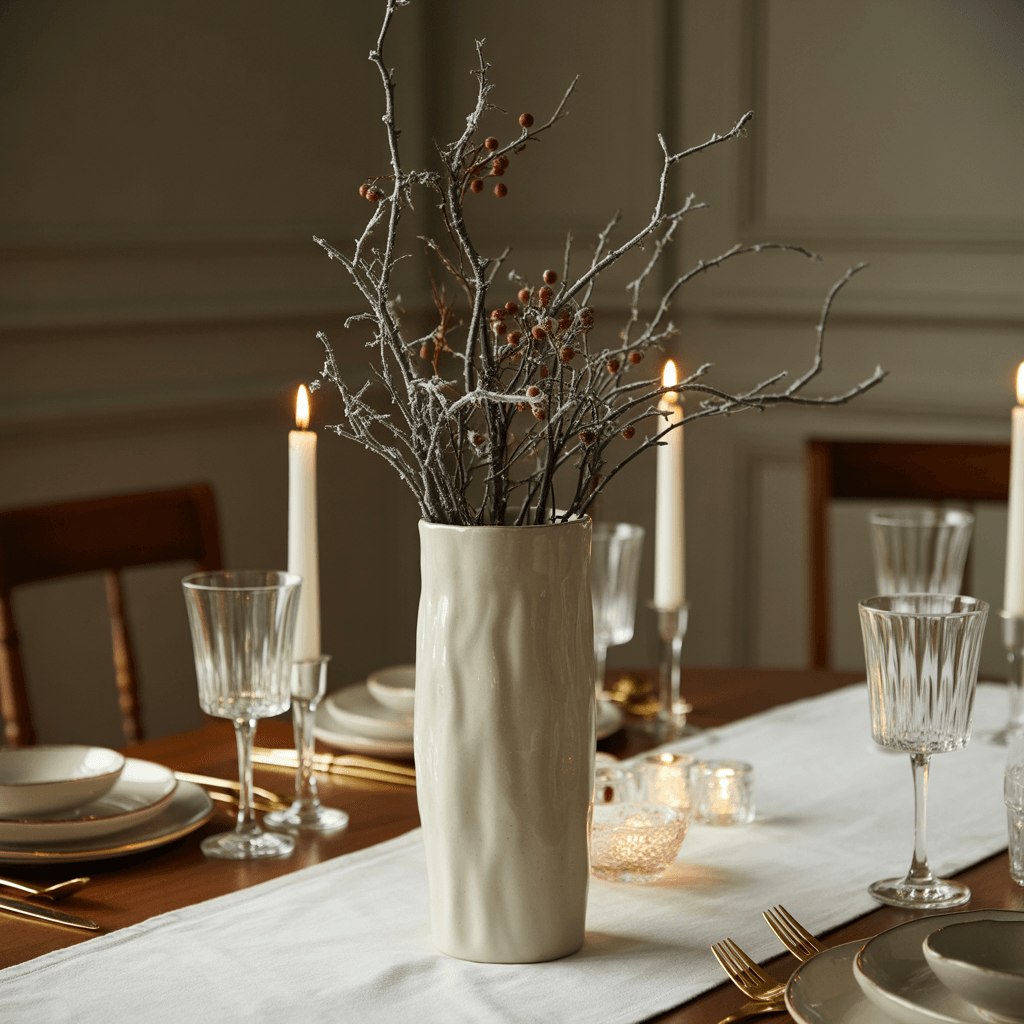 Glass and crystal accents on a luxury Christmas tablescape.