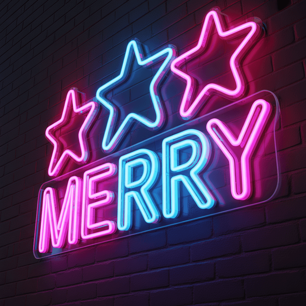 LED neon Christmas wall sign that says “Merry”