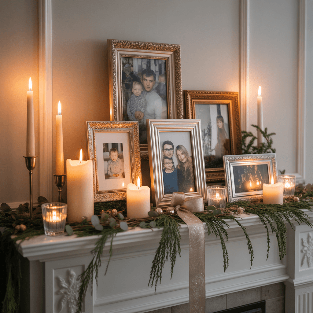 Layered DIY New Year mantel decor ideas