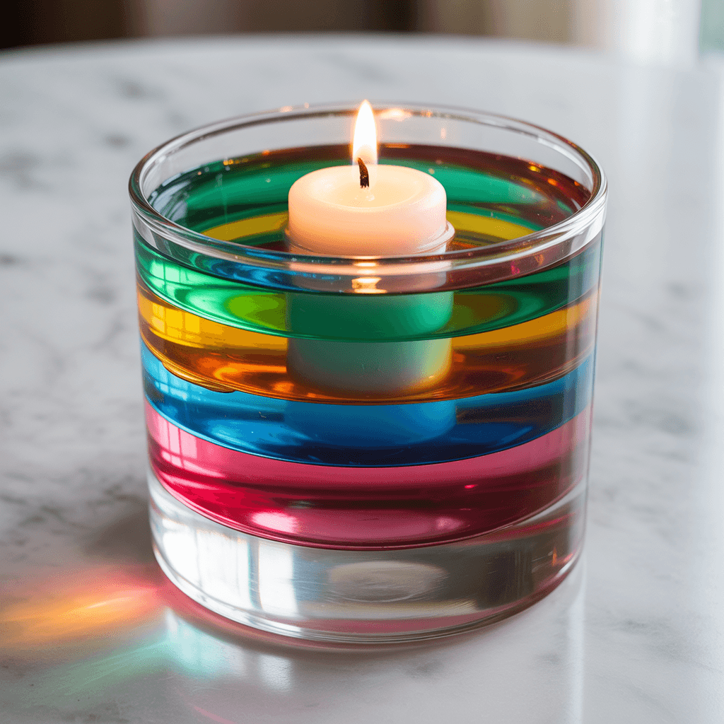  Layered DIY jelly candle holders with colorful bands