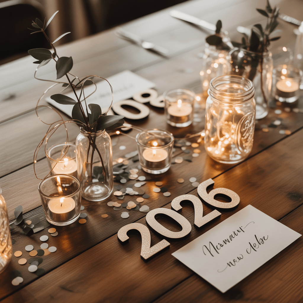 Low-profile DIY New Year table centerpieces