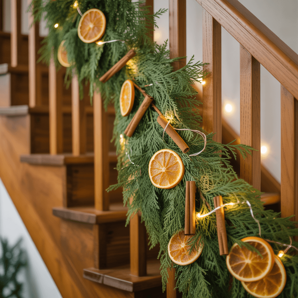  Luxe magnolia leaf and pinecone natural Christmas garland on cozy fireplace