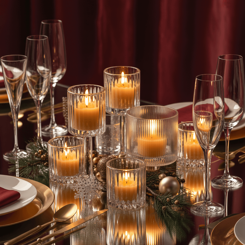 Matching dinnerware giving a cohesive look to a Christmas tablescape.