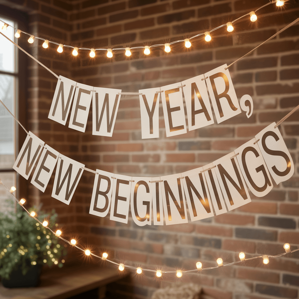 Minimalist DIY New Year signs and banners