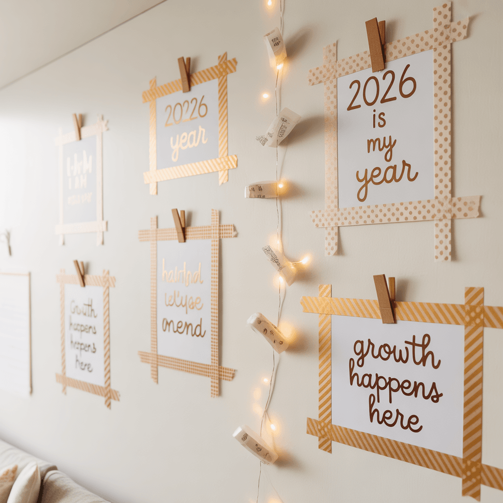 Renter-friendly DIY New Year affirmation decor