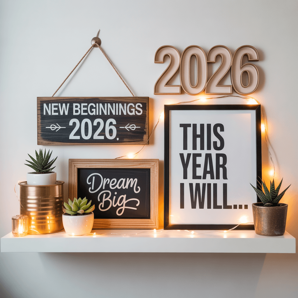 Rustic DIY New Year Shelf Styling for Small Homes