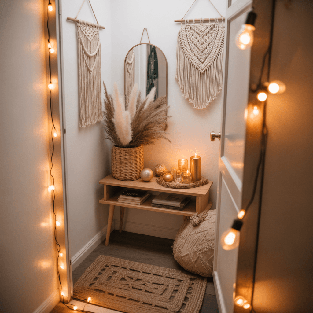 Small boho New Year entryway styling
