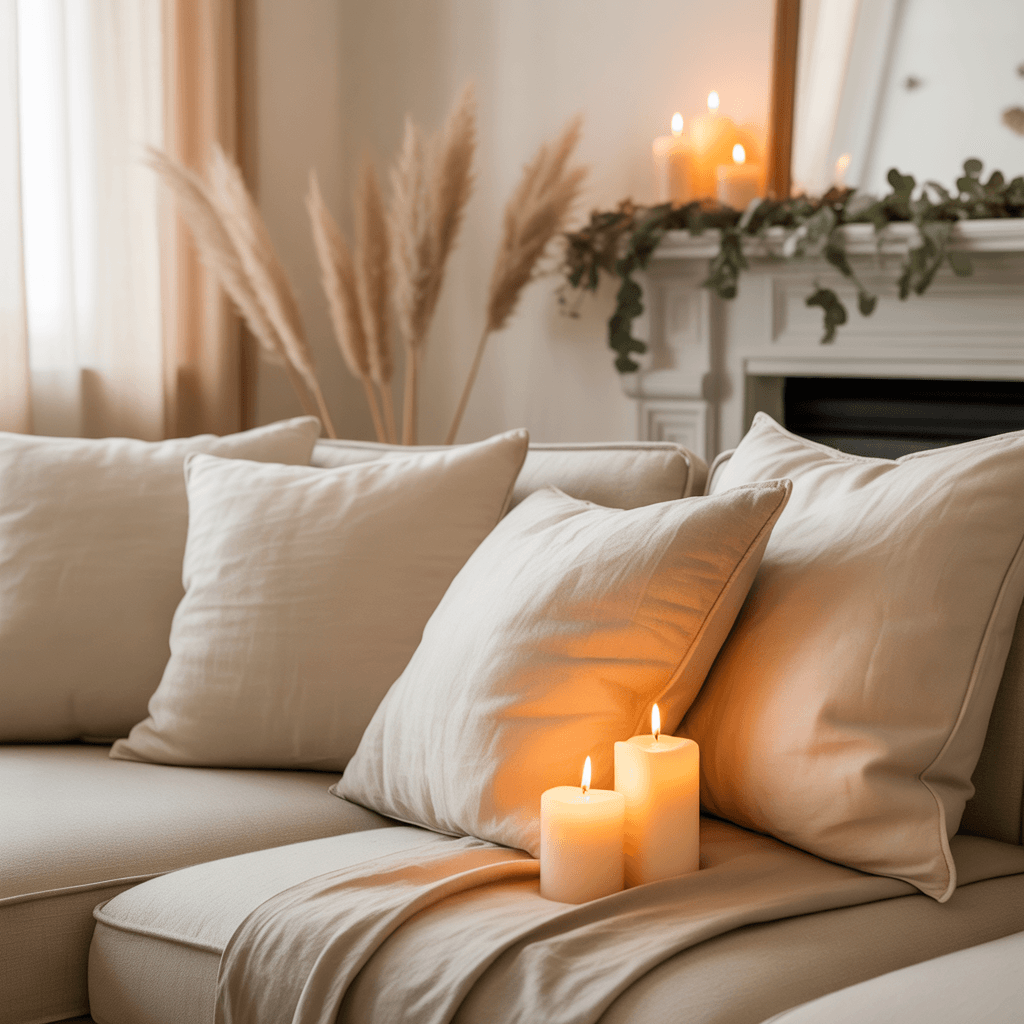 Soft neutral New Year home decor creating a calm atmosphere