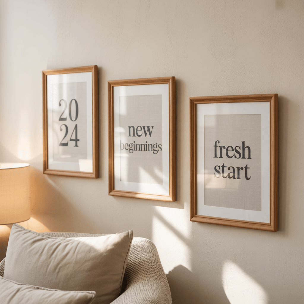 Soft neutral fabric banner New Year decor