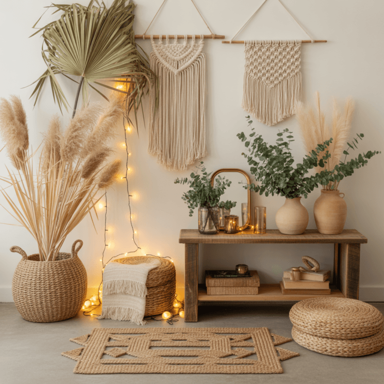 Sustainable boho New Year entryway decor