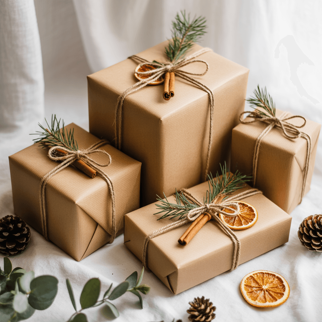 Warm Christmas lights and candles styled with neutral holiday décor.