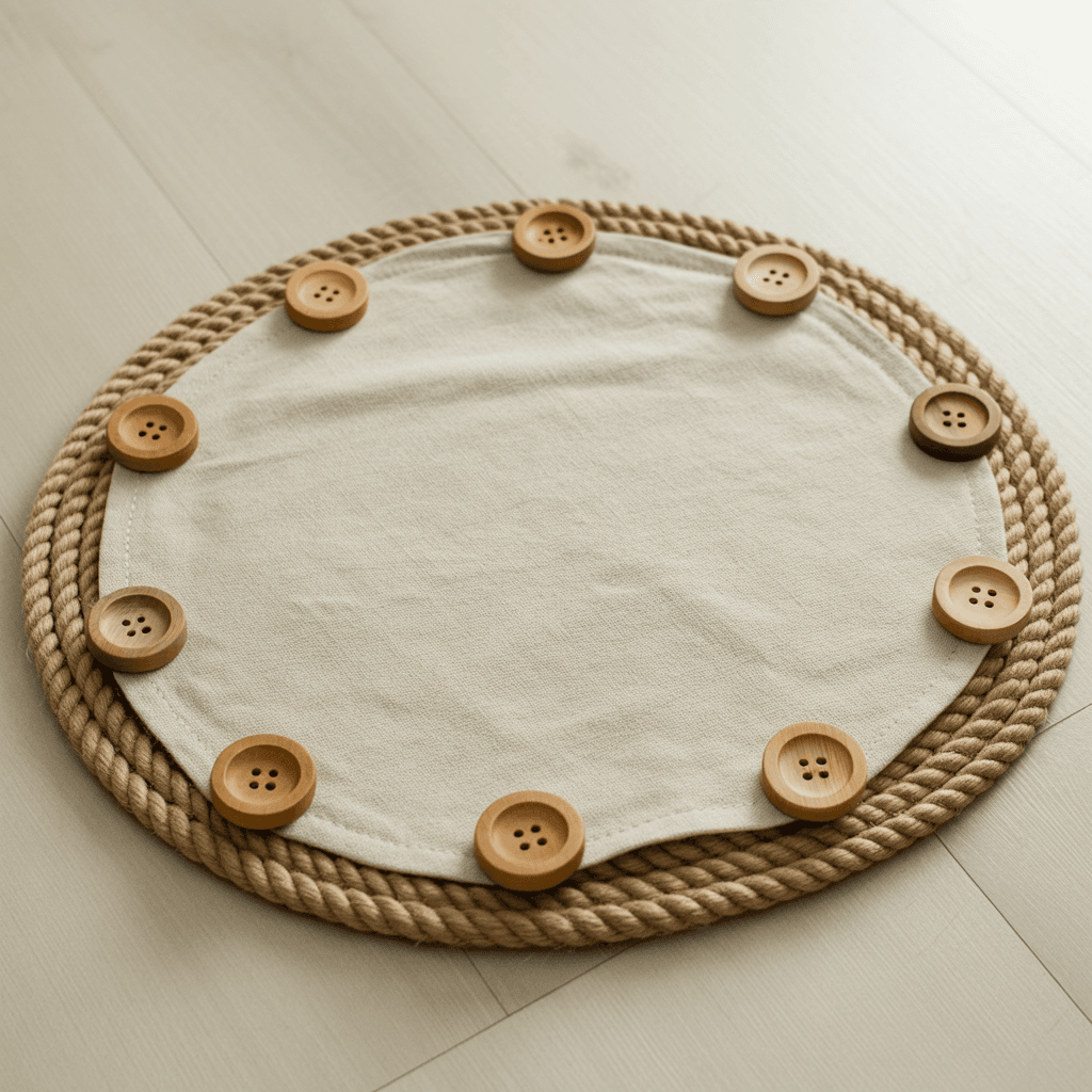 Wooden Christmas ladder with rope accents and holiday decorations.