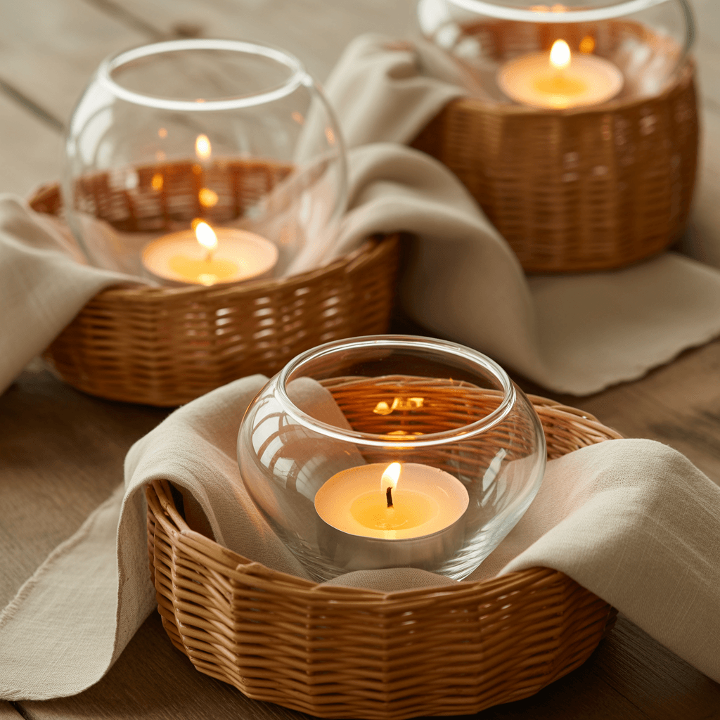 a cozy home decor arrangement featuring