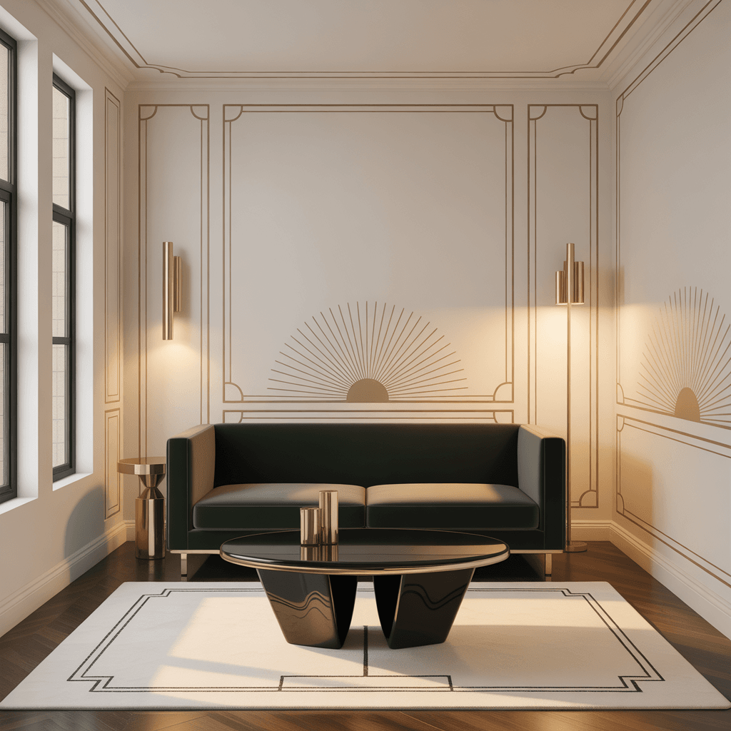 Balanced approach to small apartment decor inspired by Art Deco