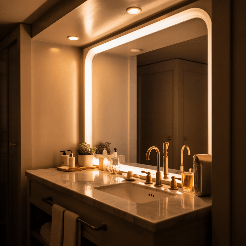 Budget bathroom upgrade using warm lighting