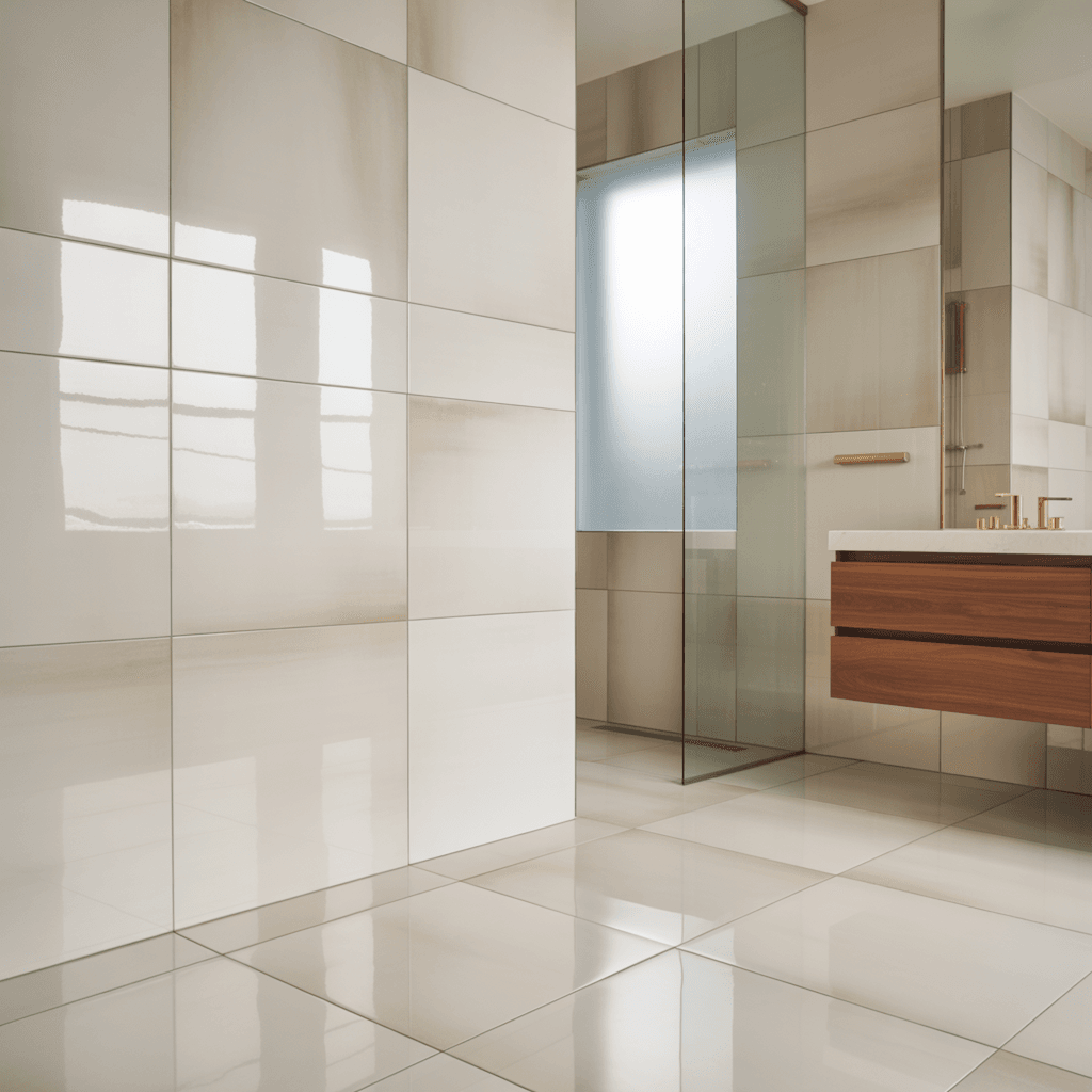 Built-in shower niche in a modern luxury bathroom