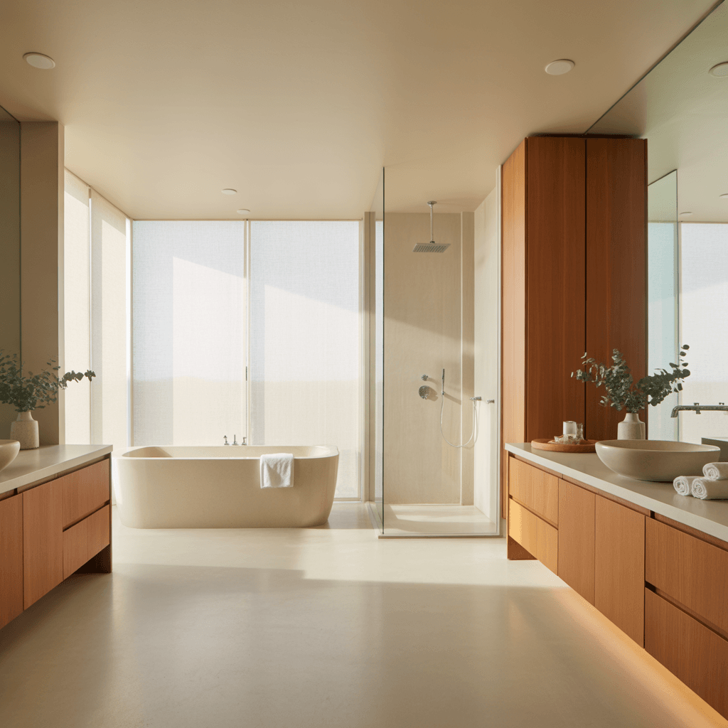 Calm layout in a modern luxury bathroom