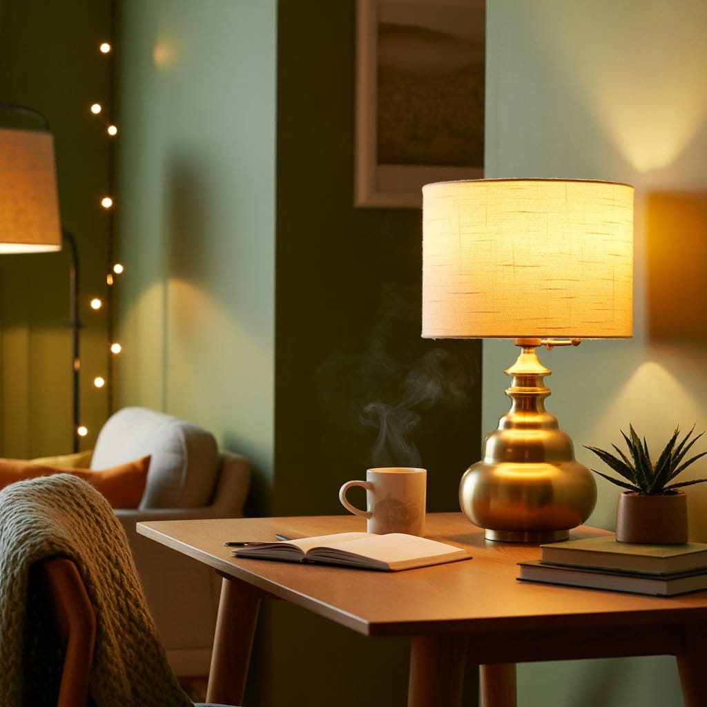 Cozy home office lighting idea