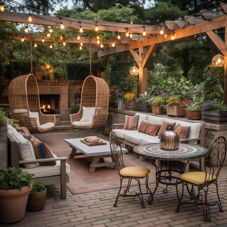 Cozy outdoor patio seating arrangement