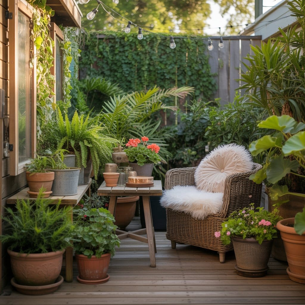 Cozy outdoor patio with plants