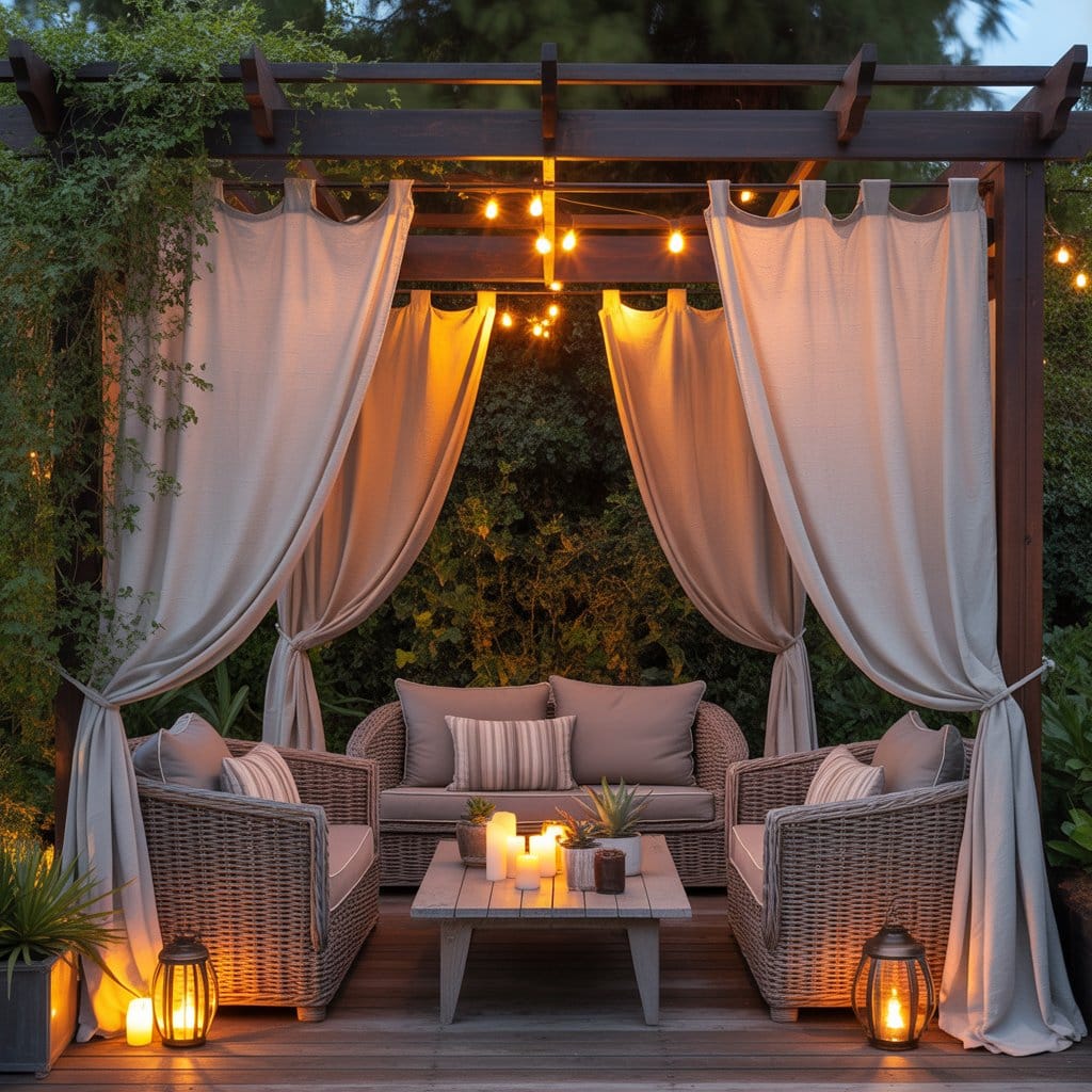 Cozy outdoor patio with privacy elements
