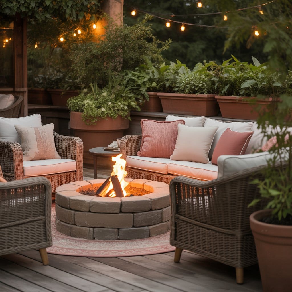 Cozy outdoor patio with warm colors