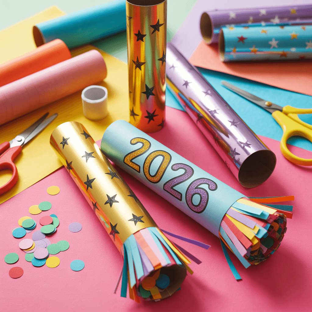 DIY New Year decor for kids confetti poppers