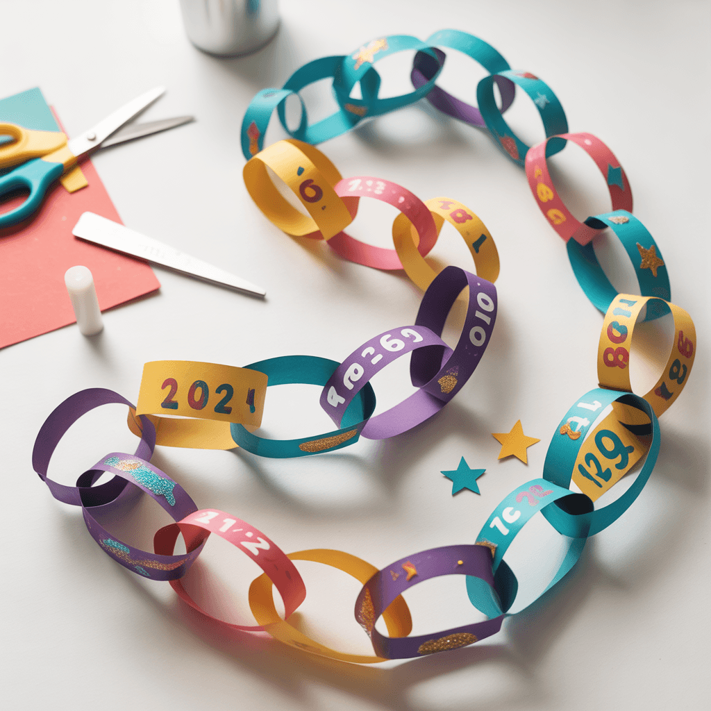DIY New Year decor for kids countdown chain