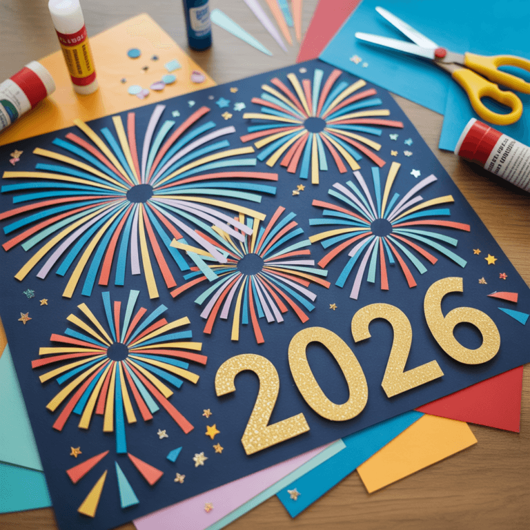 DIY New Year decor for kids firework art