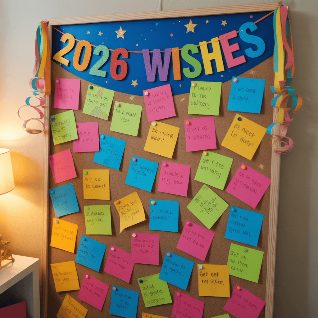 DIY New Year decor for kids wishing wall