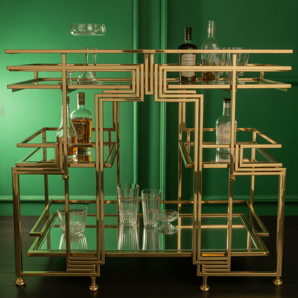 DIY bar cart styling with Art Deco flair in a modern home